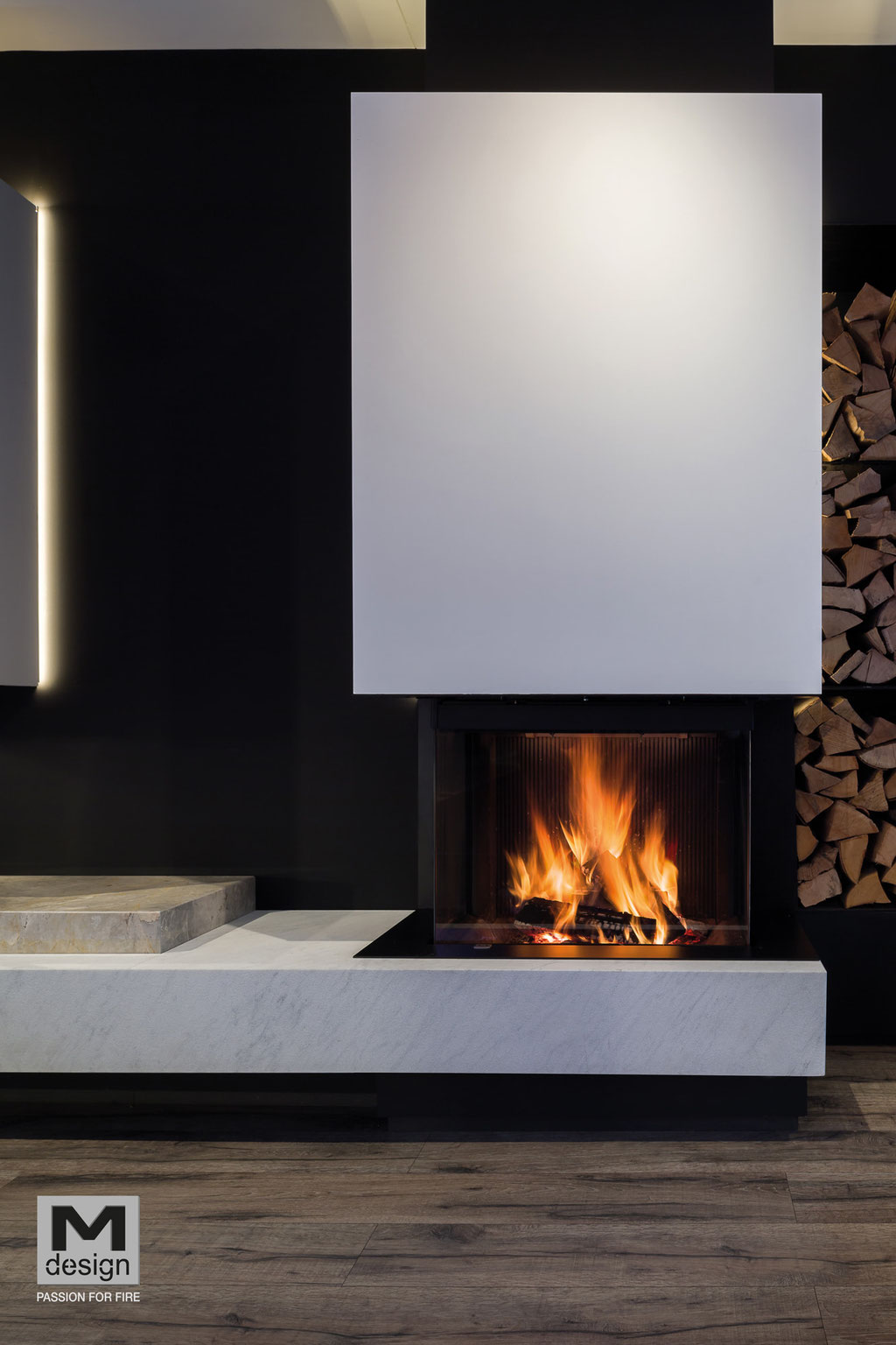 Cheminée feu bois foyer fermé 3 vitres