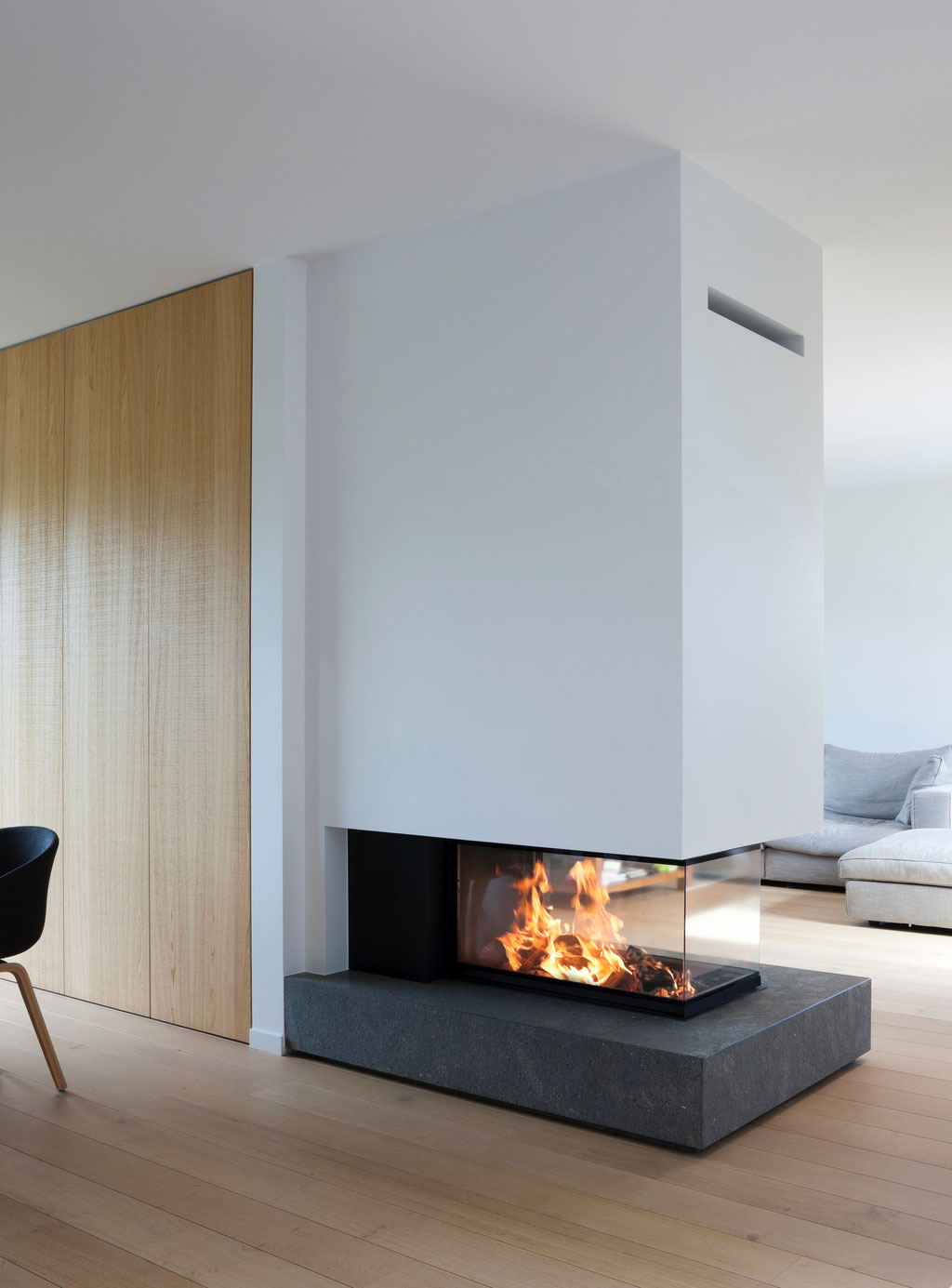 Cheminée feu bois foyer fermé 3 vitres