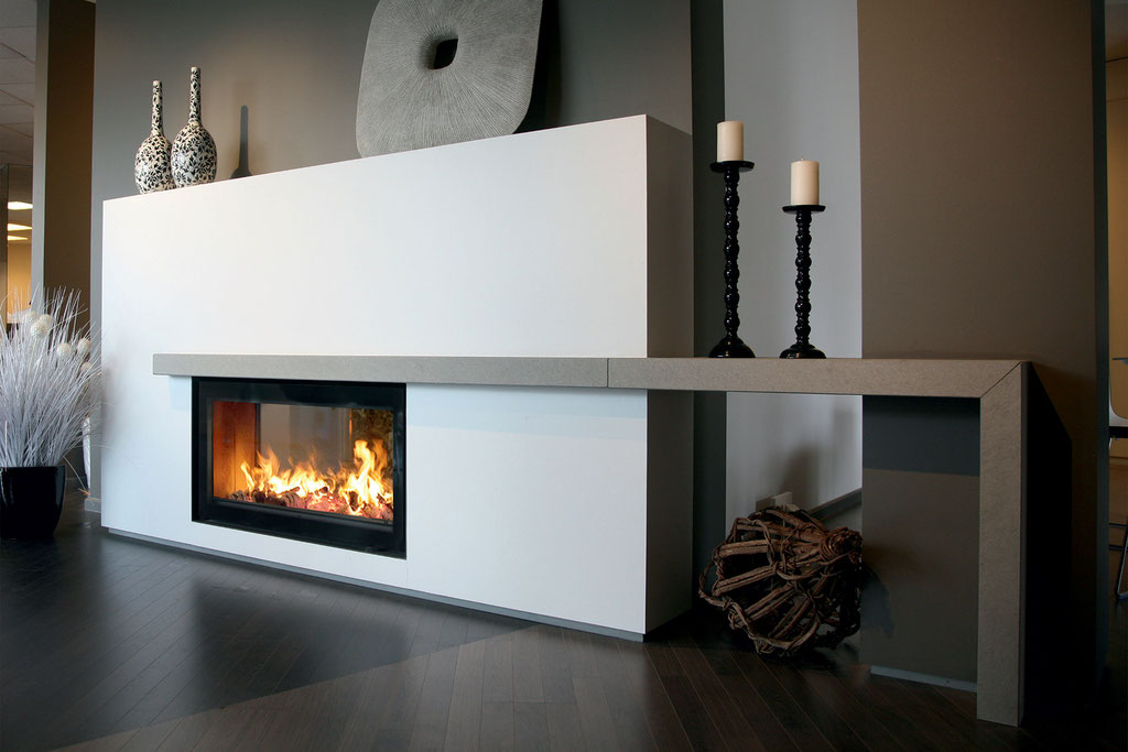 Cheminée feu bois insert double face