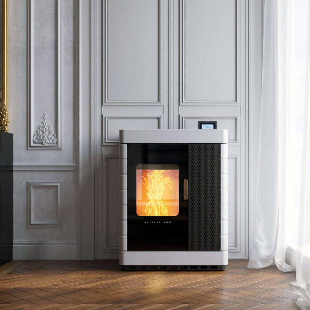 Poêle mixte à bois et à granulés feu