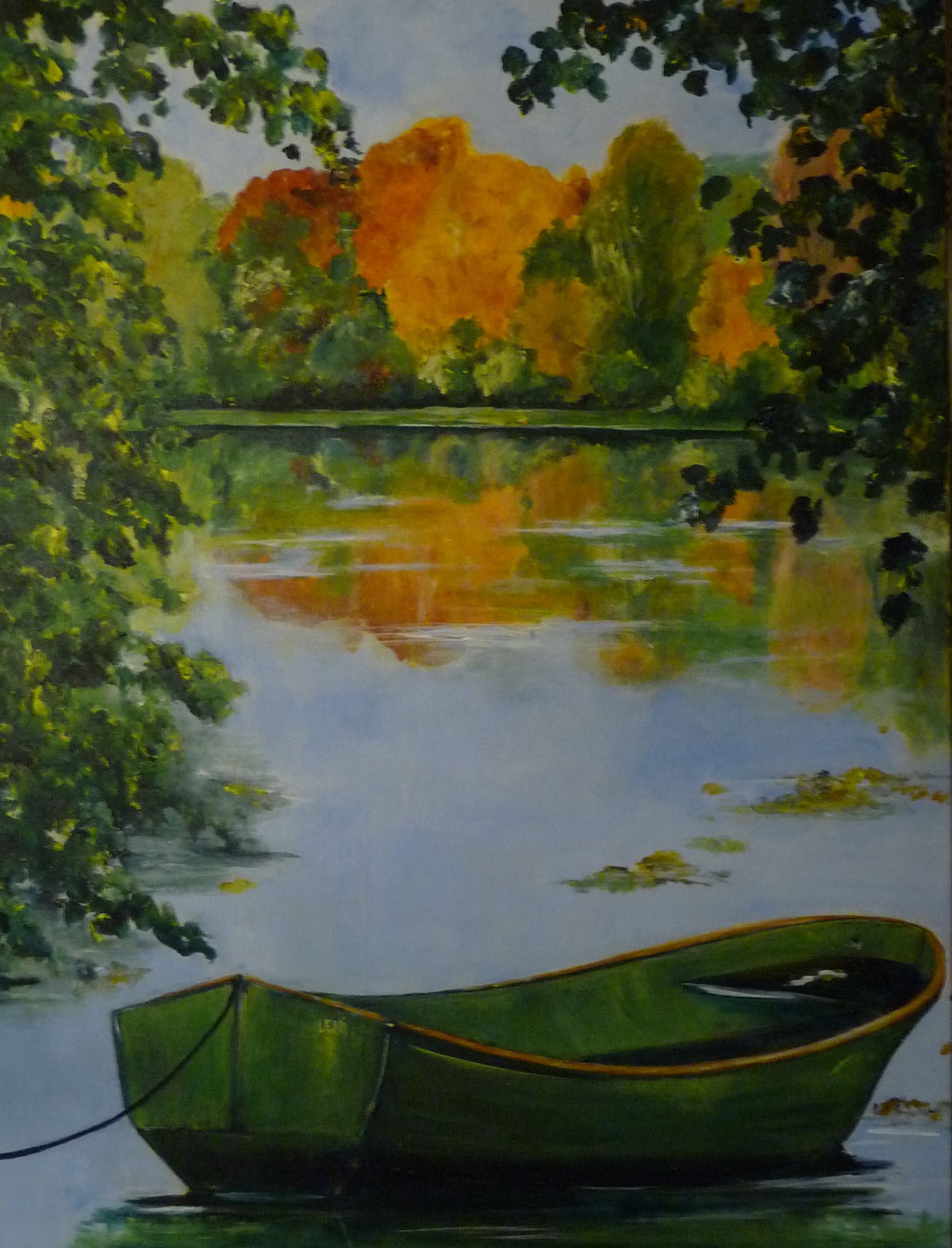 Herbst am Weiher - 60 x 80 cm - Acryl auf Leinwand