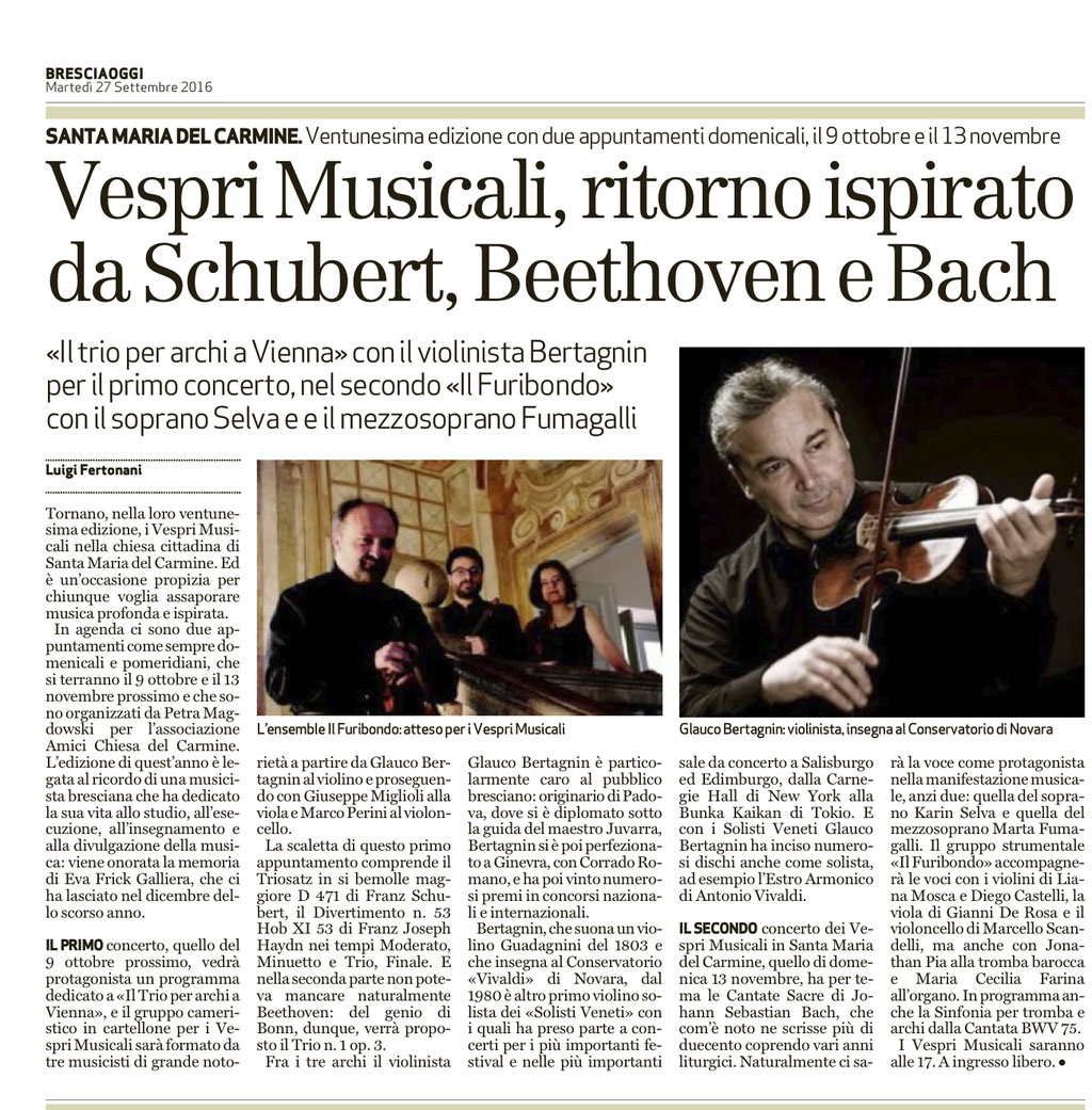 Presentazione del concerto di Brescia del 13 novembre 2016