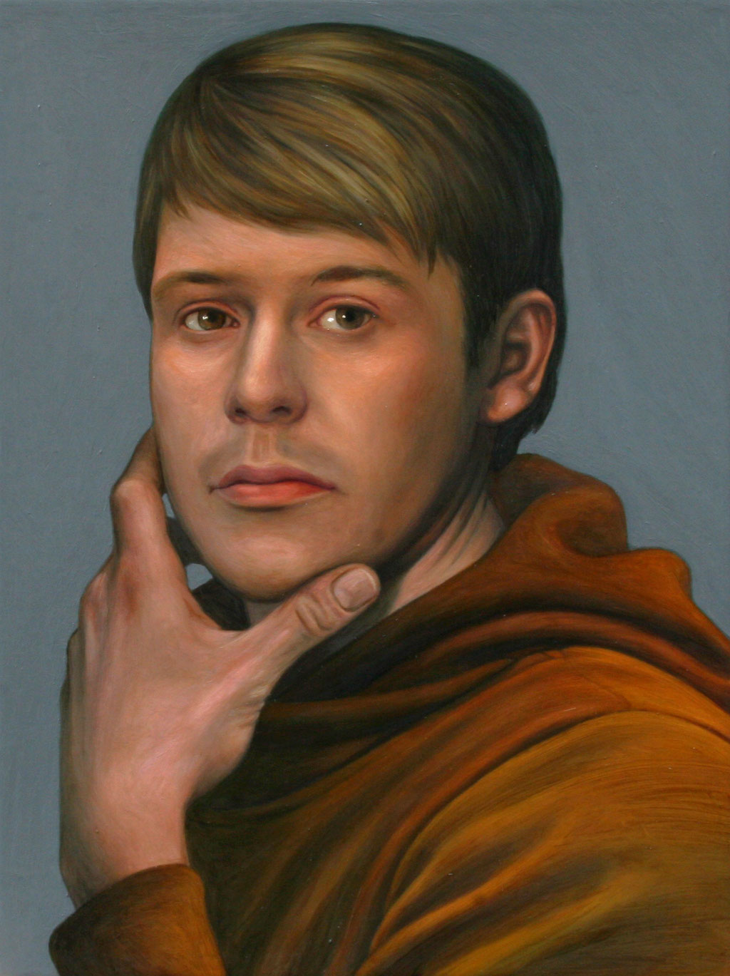 Andreas Leißner: *Selbstporträt*, 2019, Öl/Hartfaserplatte, 40 x 30 cm