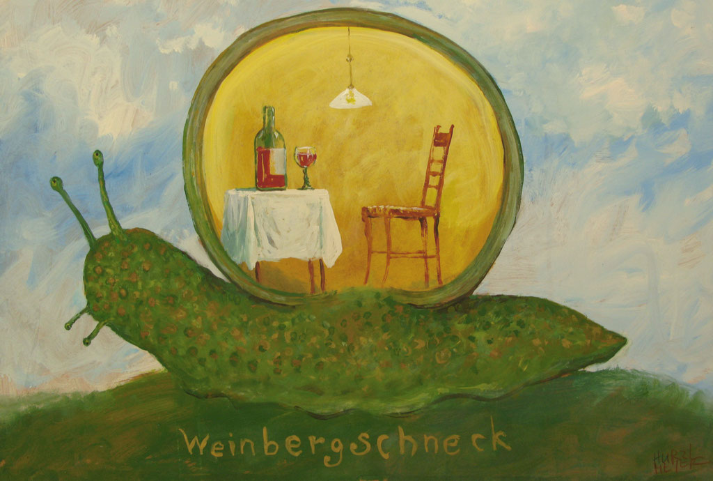 Rudi Hurzlmeier: *Weinbergschneck*, Acryl/Hartfaser, 100 x 80 cm