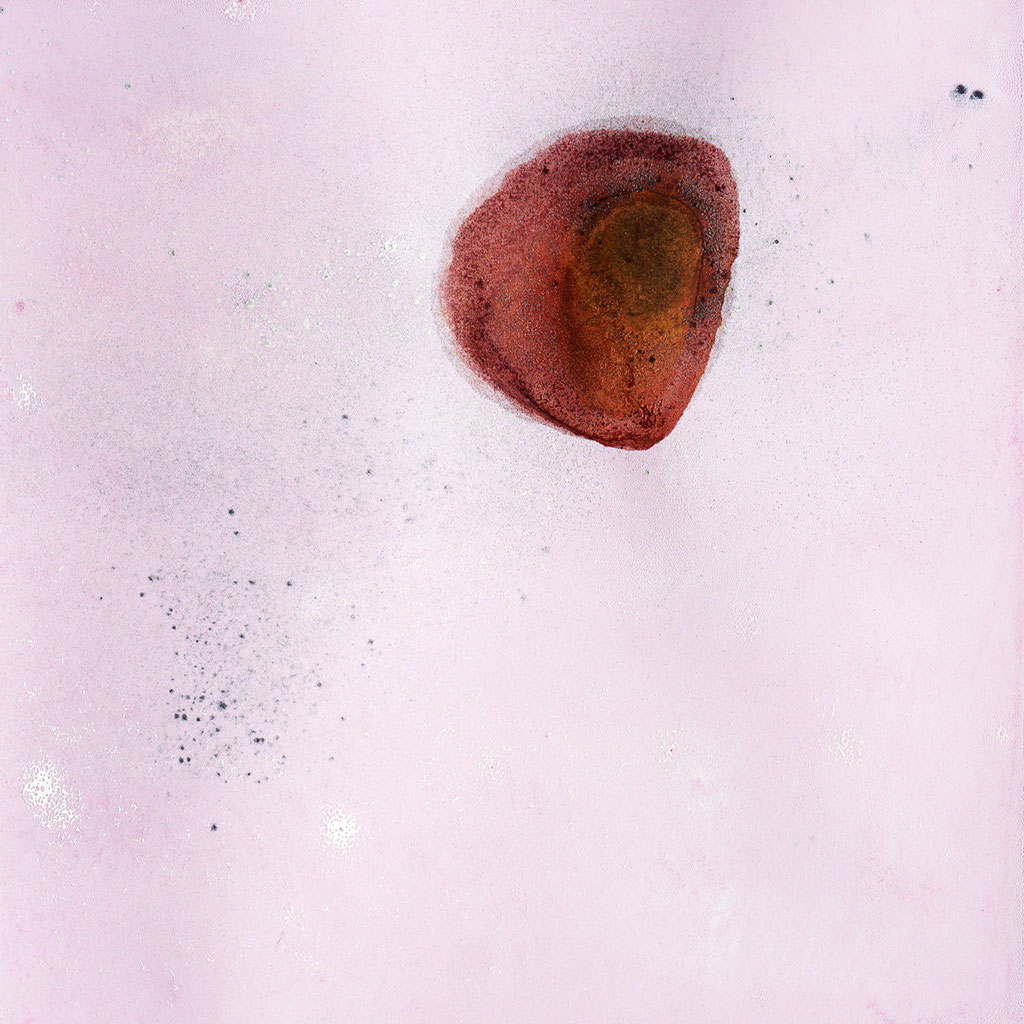 Malerei auf Monotypiedruck, 34,5 x 34,5 cm, Pigment, Schellack, 2018