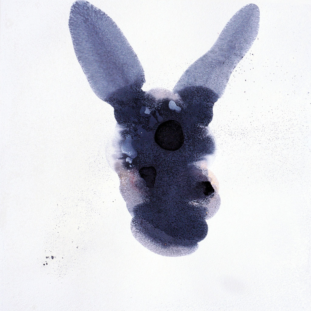 Malerei auf Monotypiedruck, 34,5 x 34,5 cm, Schellack, 2018