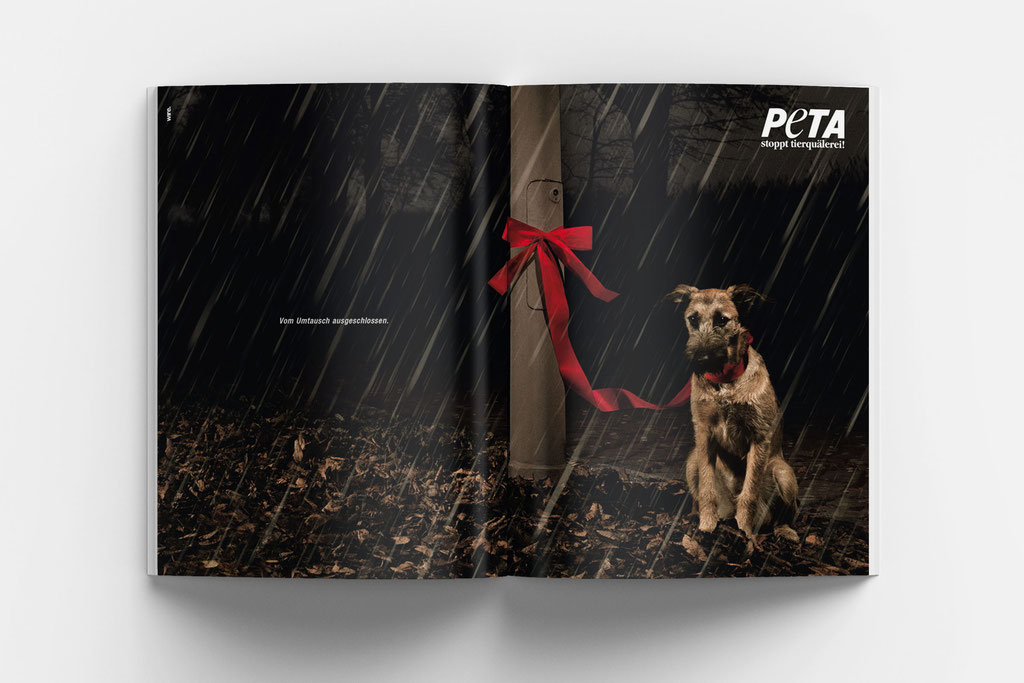 Weihnachts Anzeige für die Tierschutzorganisation PETA