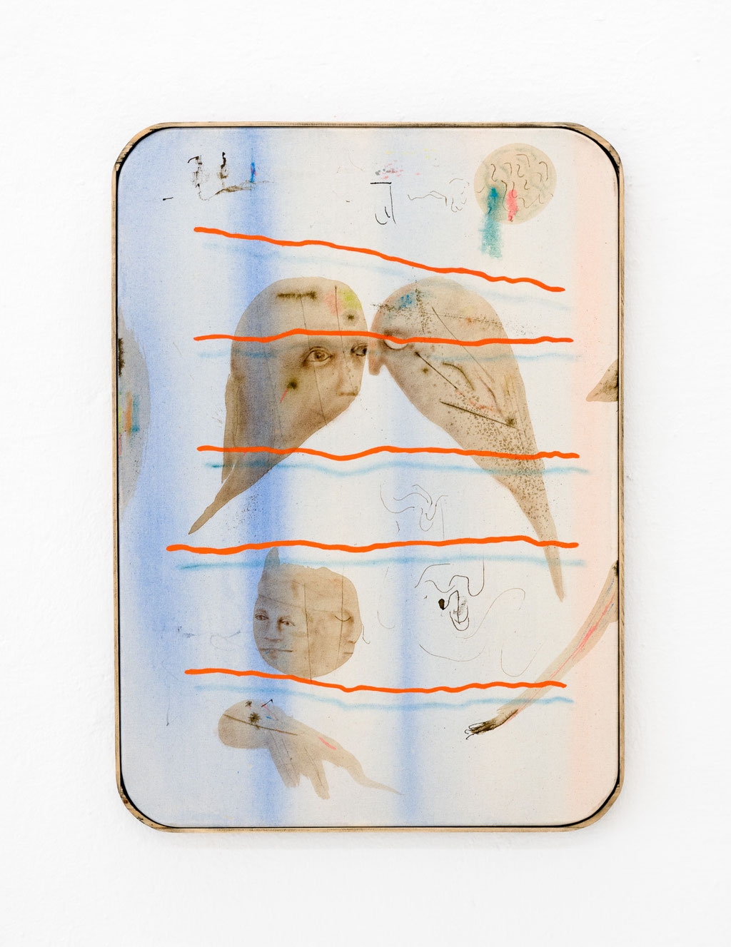 This is Why, 2023, Wasserfarbe, Tinte, Kaffee und Öl auf Leinwand, 71 x 51 cm