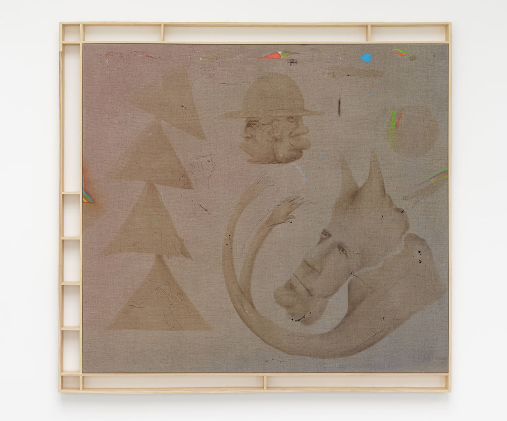 The Messenger #01, 2023, Wasserfarbe, Tinte, Acryl und Öl auf Leinwand 145 x 160 cm, Foto: Dirk Tacke