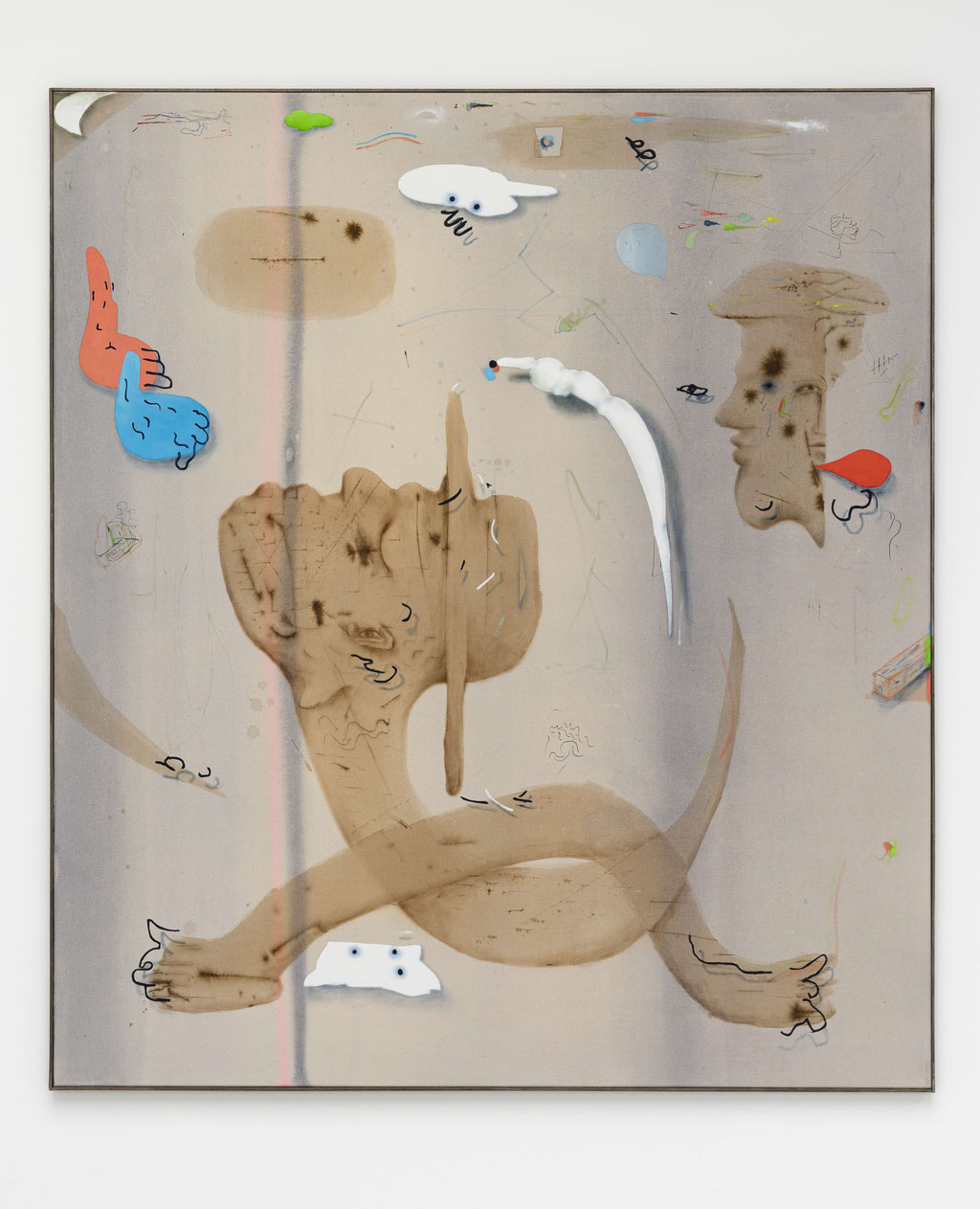 Gear Up #1, 2023, Wasserfarbe, Tinte, Acryl und Öl auf Leinwand 171 x 151 cm, Foto: Dirk Tacke