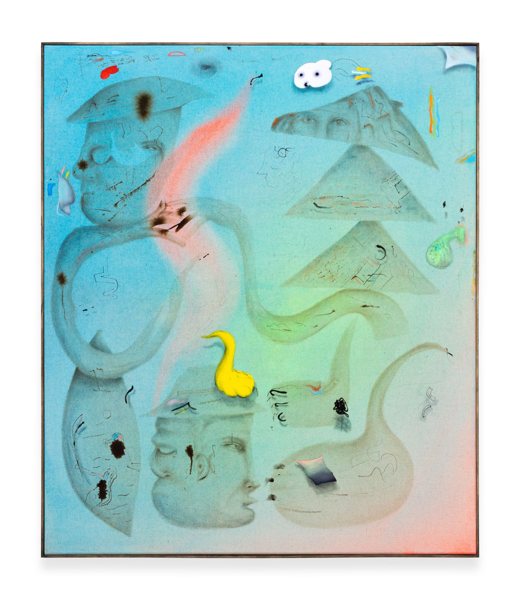Ba Betov #2, 2024, Wasserfarbe, Kaffee, Tinte, Acryl und Öl auf Leinwand, 100 x 80 cm