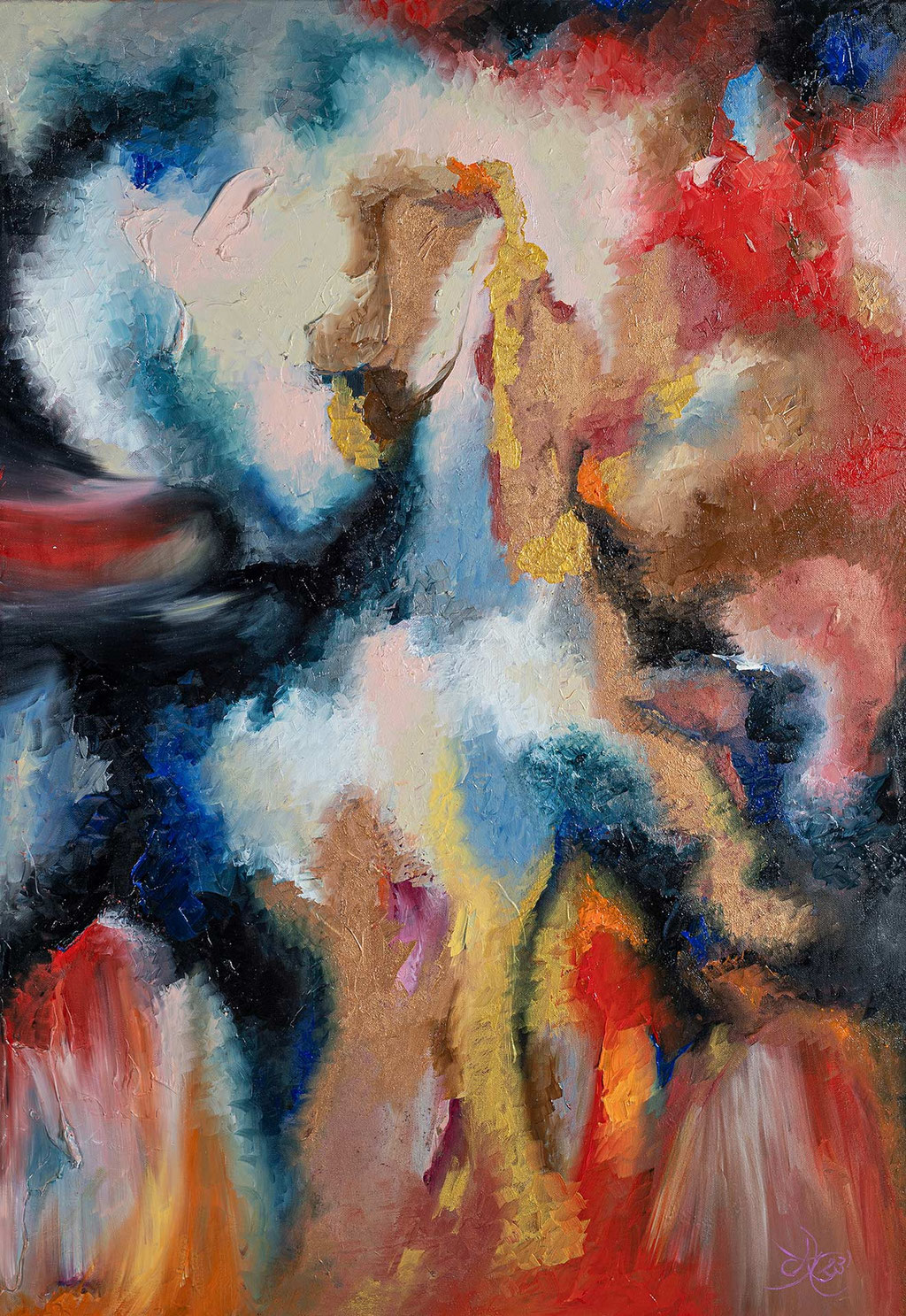 Erdanziehung, Öl auf Leinwand, 70 x 100 cm, Serie Elemente, 2023