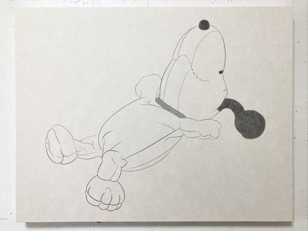 Airplane Guy / 日光浴　pencil on paper, panel　318×410mm（F6）2024