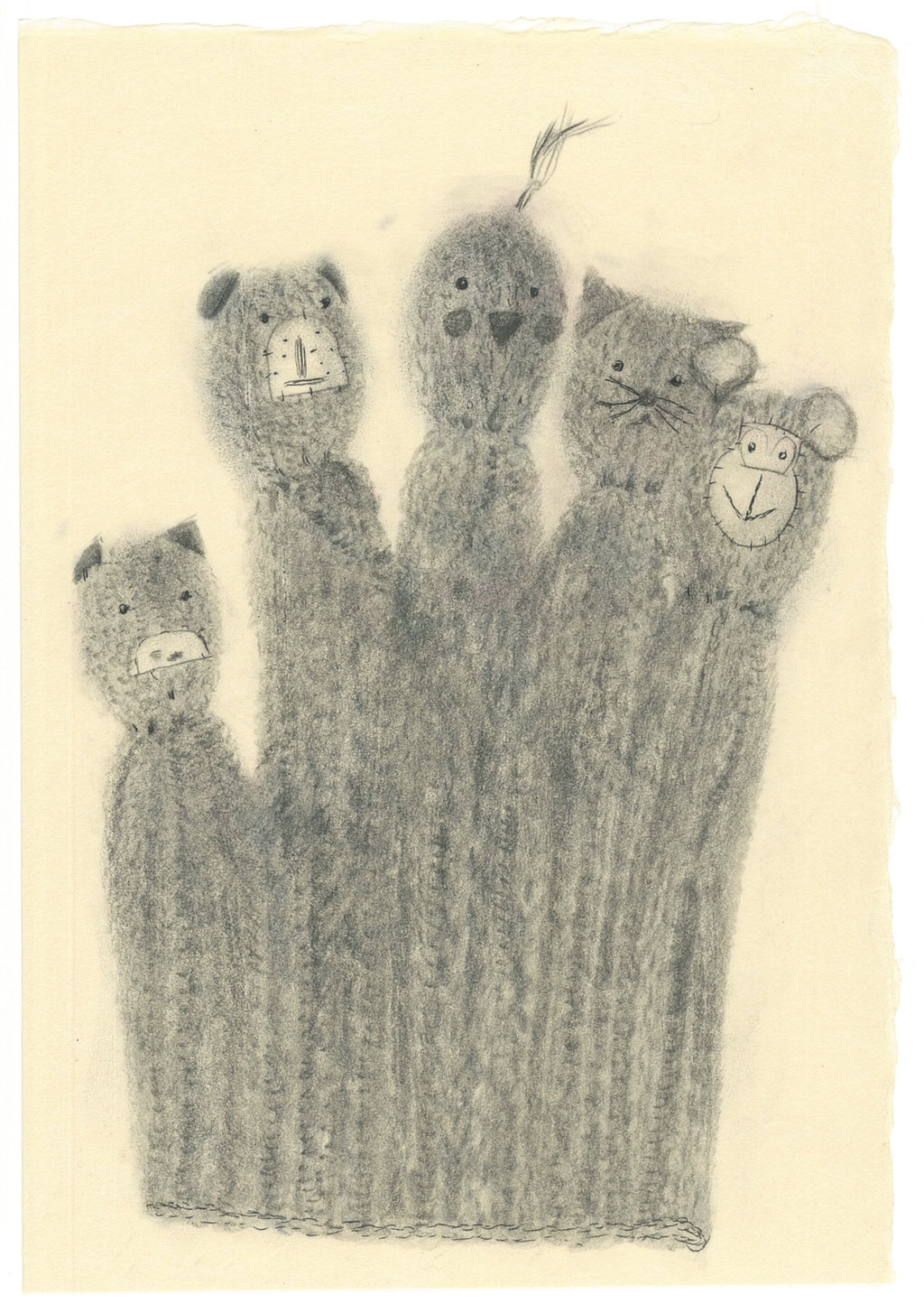 Happy Family / 愉しい家族　Oil, carbon, pencil on paper　260×180mm　2024