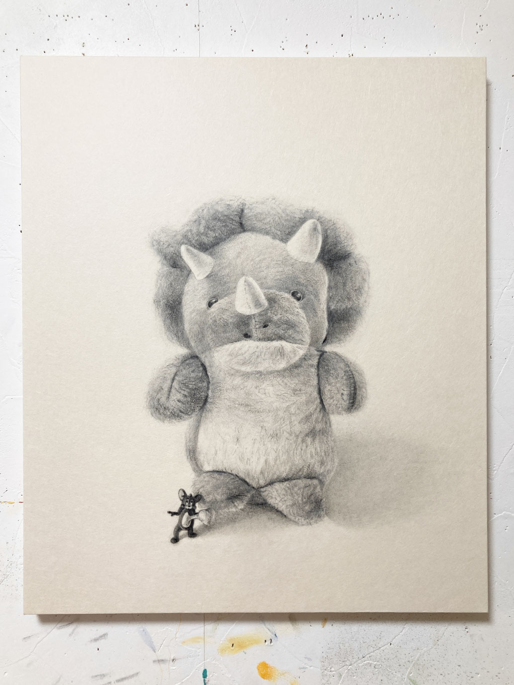 Friend / お友だち　Pencil, oil on paper, panel　455×380mm（F8）2024
