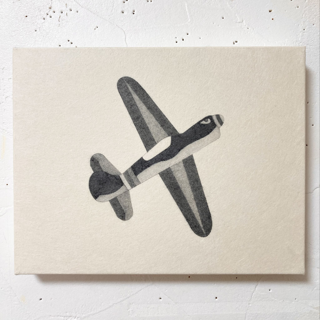 Airplane Guy / ヒコーキ野郎　pencil on paper, panel　140×180mm（F0）2024