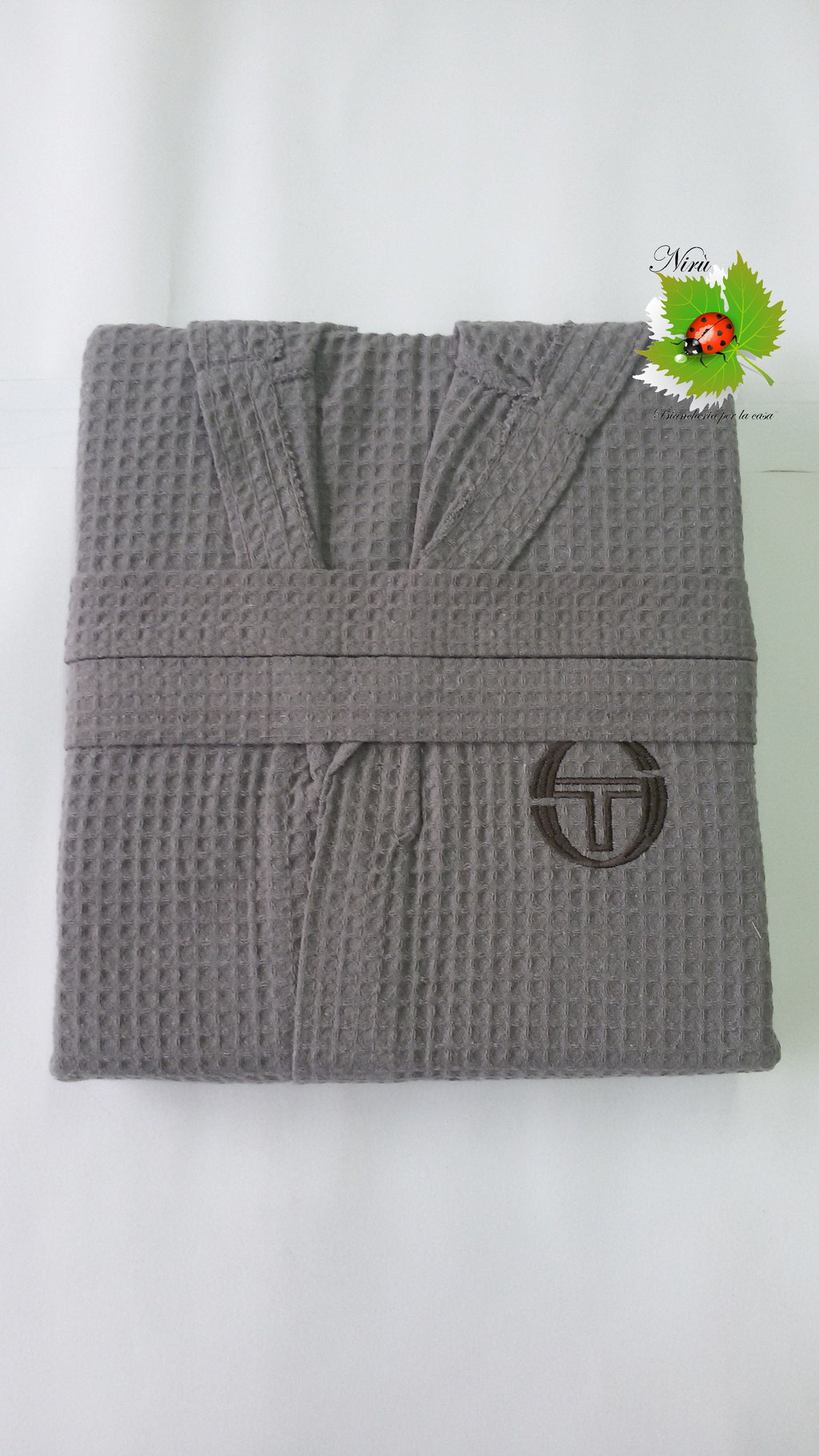 Accappatoio nido d'ape Art.Orchidea Sergio Tacchini puro Cotone per adulto. Col.Grigio. B196