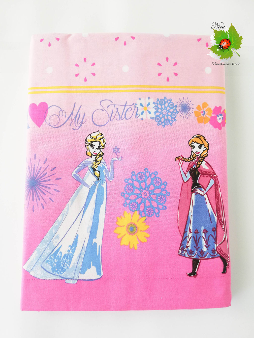 Completo lenzuola Frozen Disney per letto singolo una piazza in cotone. B461