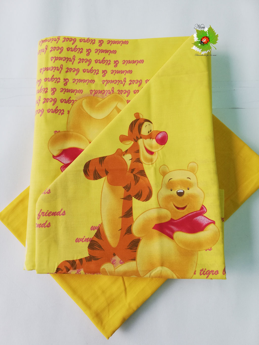 Completo lenzuola Winnie the Pooh Disney Caleffi in puro cotone per letto singolo. B243