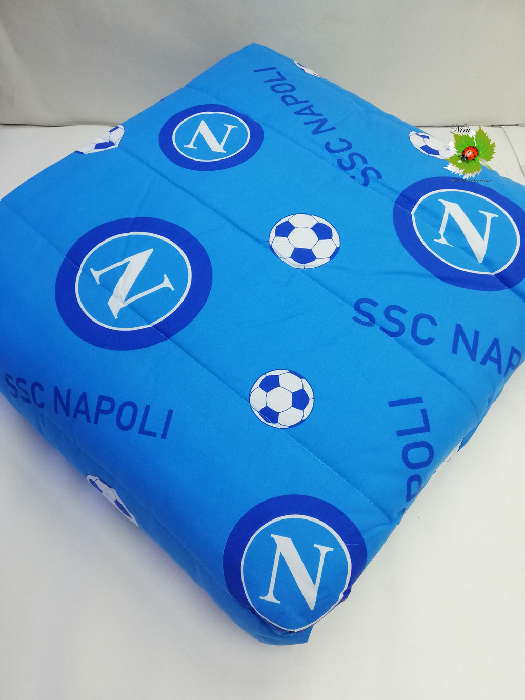 Trapuntino ufficiale SSC Napoli matrimoniale. Col. Azzurro double face 260x260 cm Art.B229