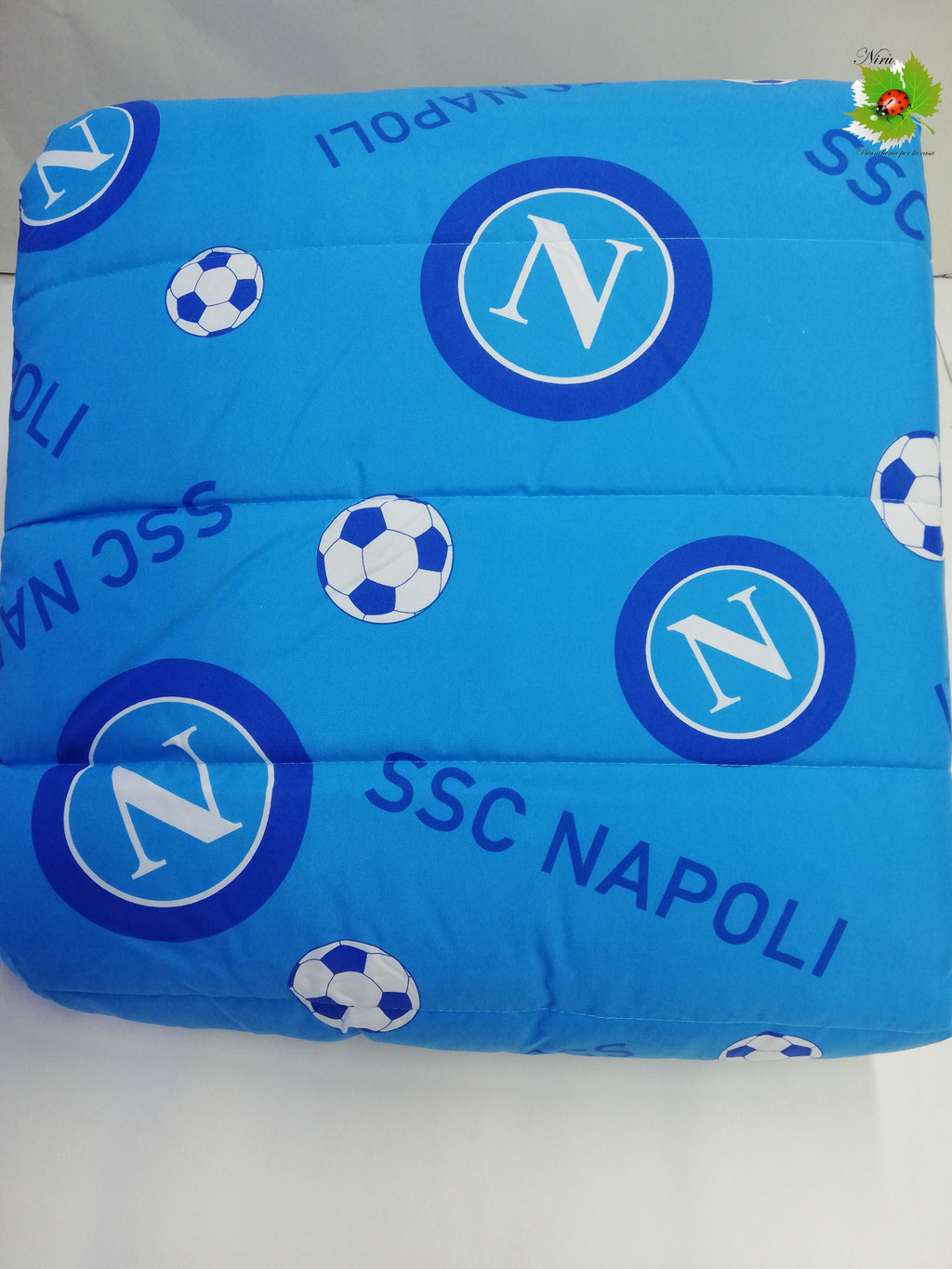 Trapuntino ufficiale SSC Napoli matrimoniale. Col. Azzurro double face 260x260 cm Art.B229