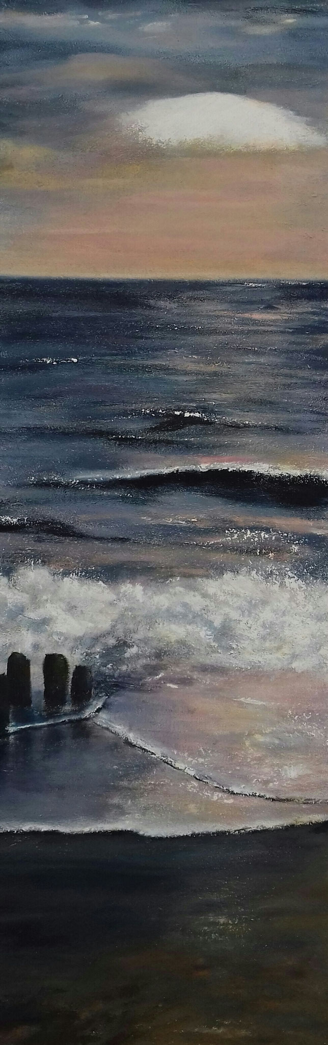 Abendstimmung am Meer | Acrylmischtechnik | 90cm x 30cm