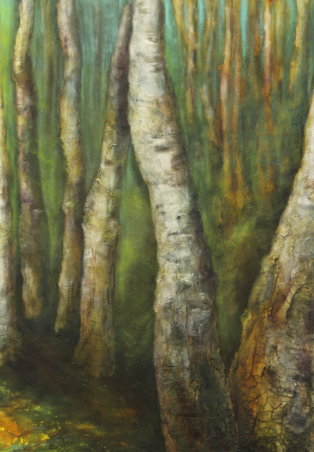 Birken 2 | Acrylmischtechnik | 100cm x 70cm | verkauft