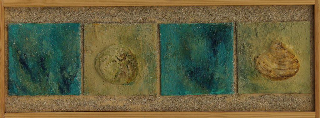 Strandgut im Rahmen | Acrylmischtechnik | verkauft