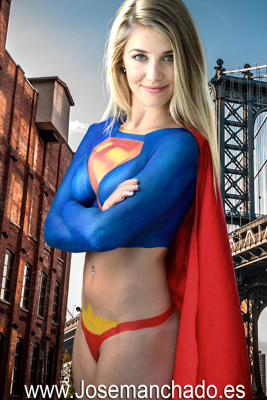 bodypaint supergirl, bodypaint superheroe, bodypaint madrid, book fotos bodypaint