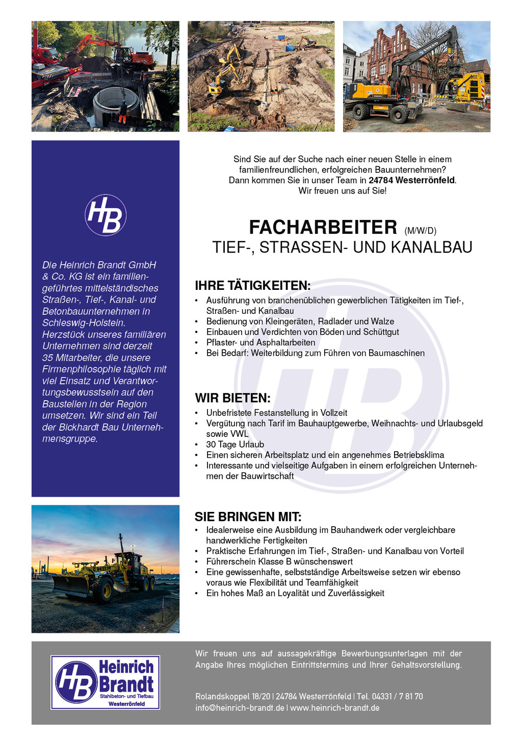 Facharbeiter (m/w/d) Tief-, Straßen- und Kanalbau