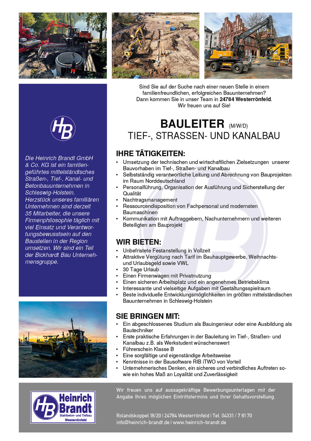 Bauleiter (m/w/d) Tief-, Straßen- und Kanalbau