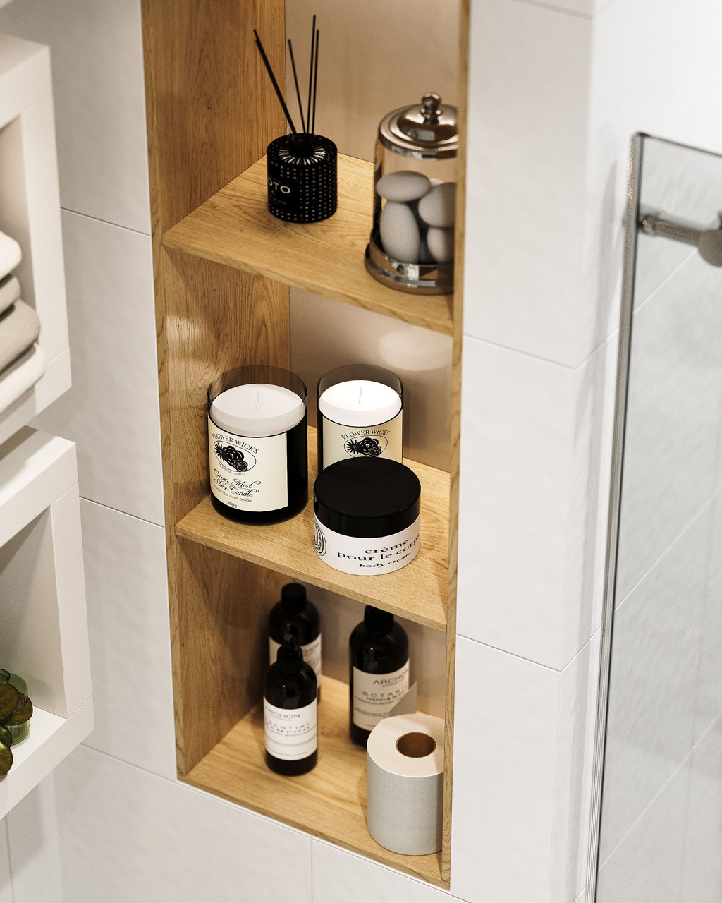 Bathroom furniture catalog CGI with styled interior