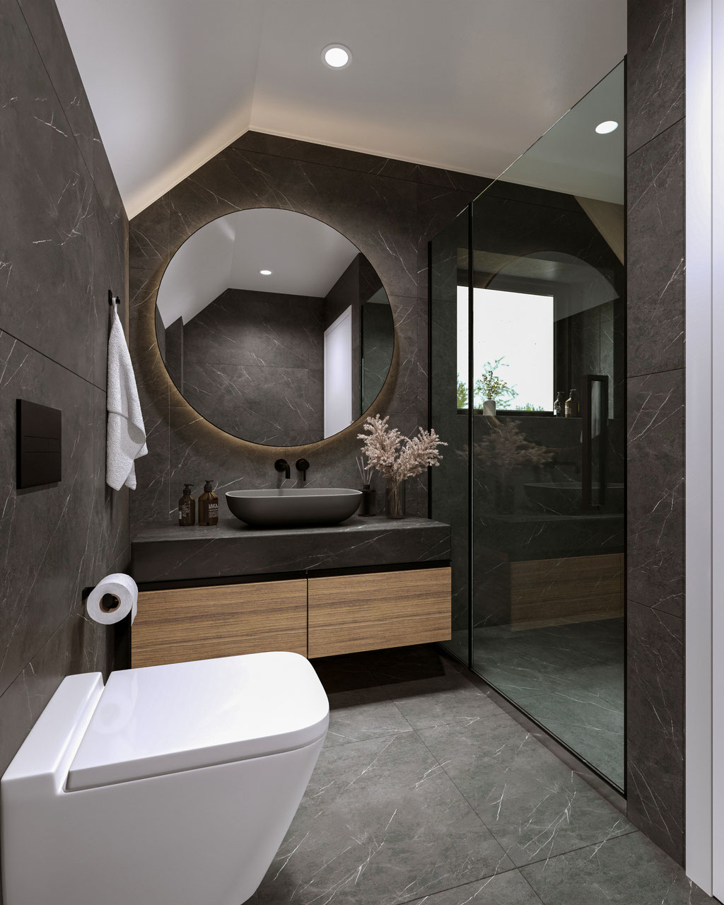 modern bathroom interior architectural visualization with natural lighting - Dionis Studio