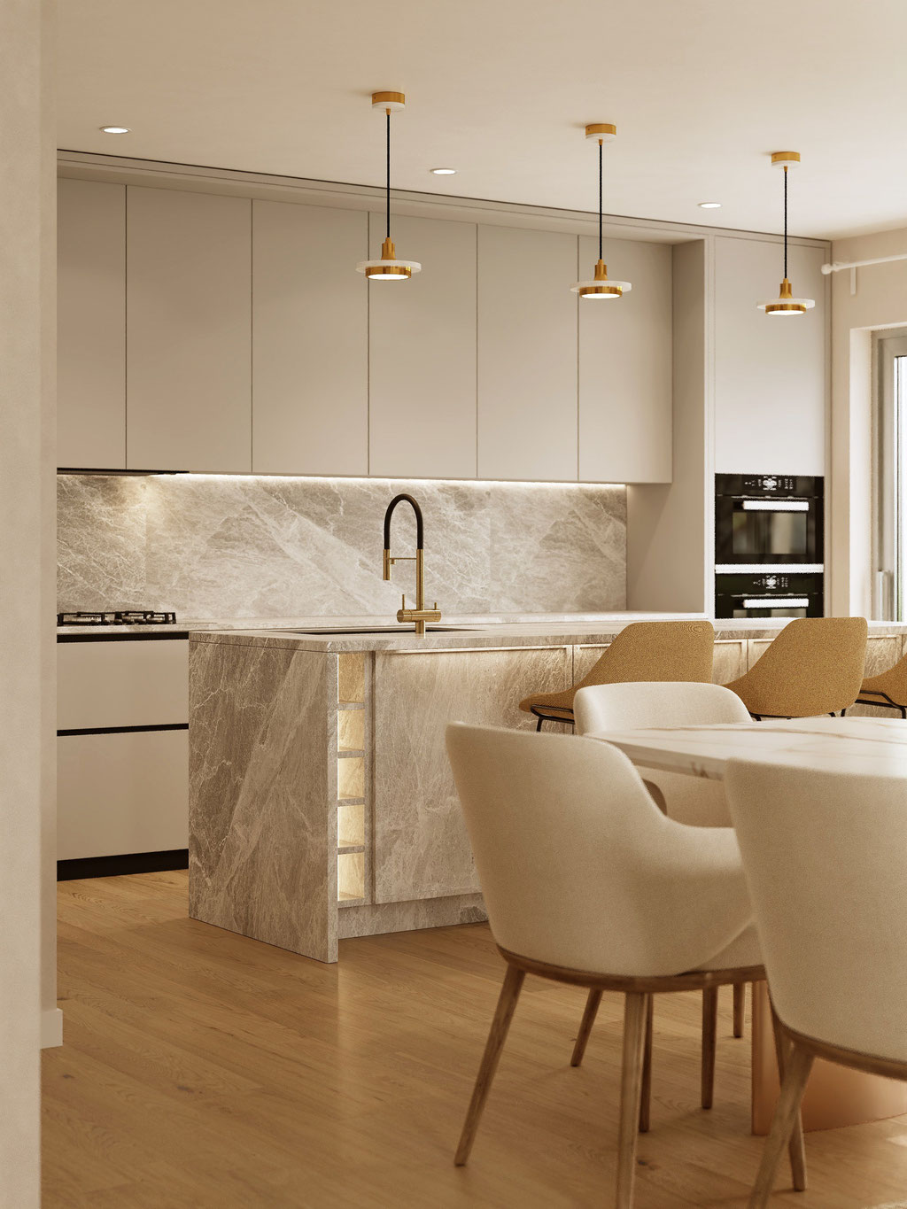 photorealistic kitchen interior rendering for interior design presentation - Dionis Studio