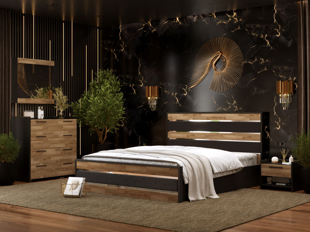 modern residential bedroom interior visualization with warm lighting - Dionis Studio