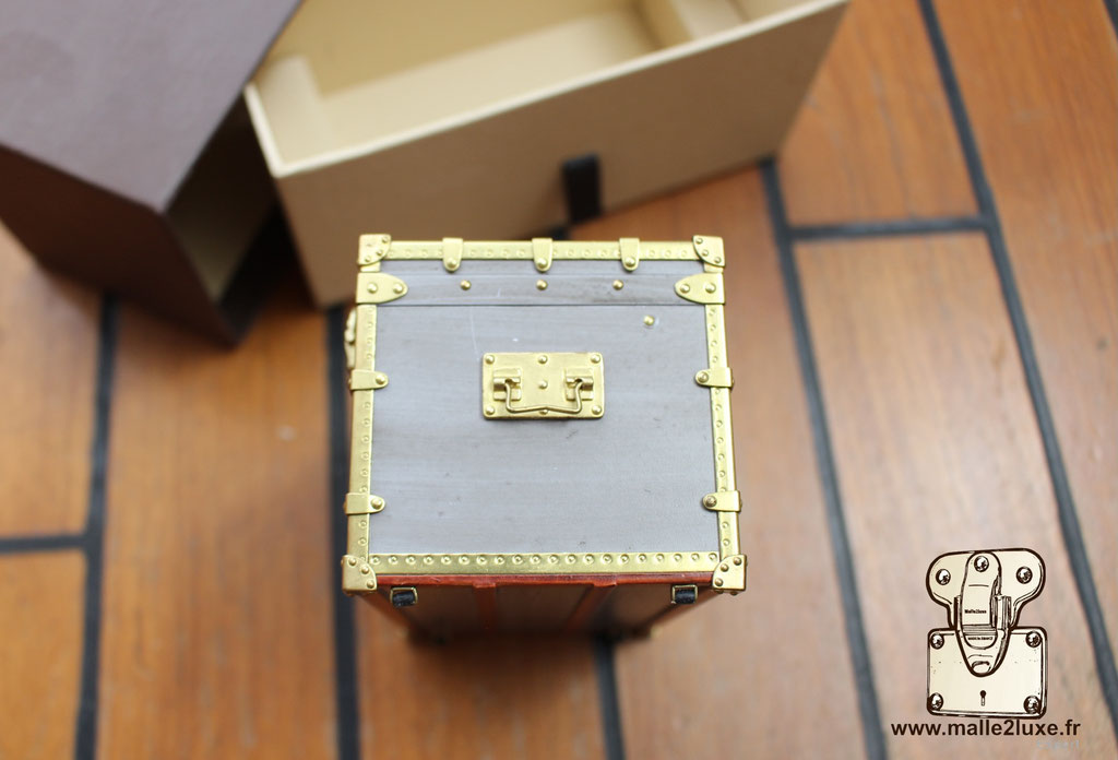 Louis Vuitton 1/7 scale zinc Explorateur mini trunk, patinated like the 1899 original from Asnières museum.