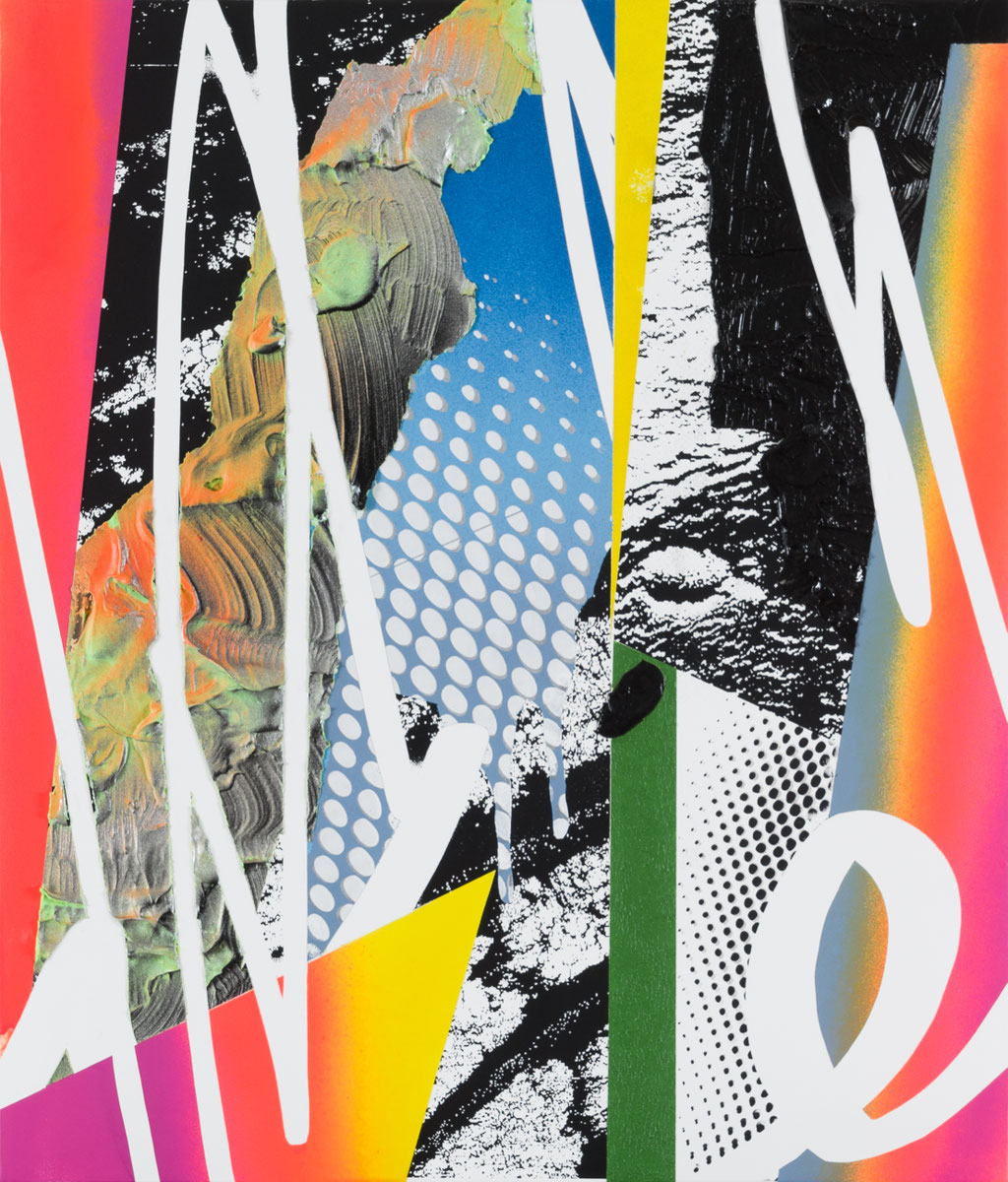  combination-seesaw  /2020/H530xW455xD50 mm(F10)/wood panel,cotton cloth,acrylic,spray/photo by Saki Maebata
