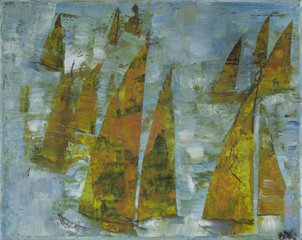 Monika Krömer - braune Segel, 30 x 24 cm, Acryl auf Leinwand