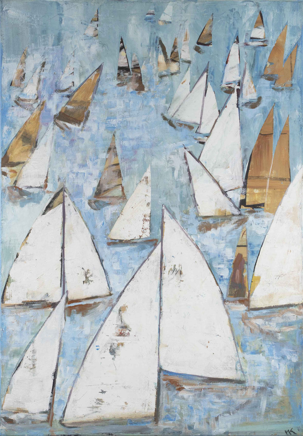 Monika Krömer - Tanzende Schiffe, 70 x 100 cm, Acryl auf Leinwand