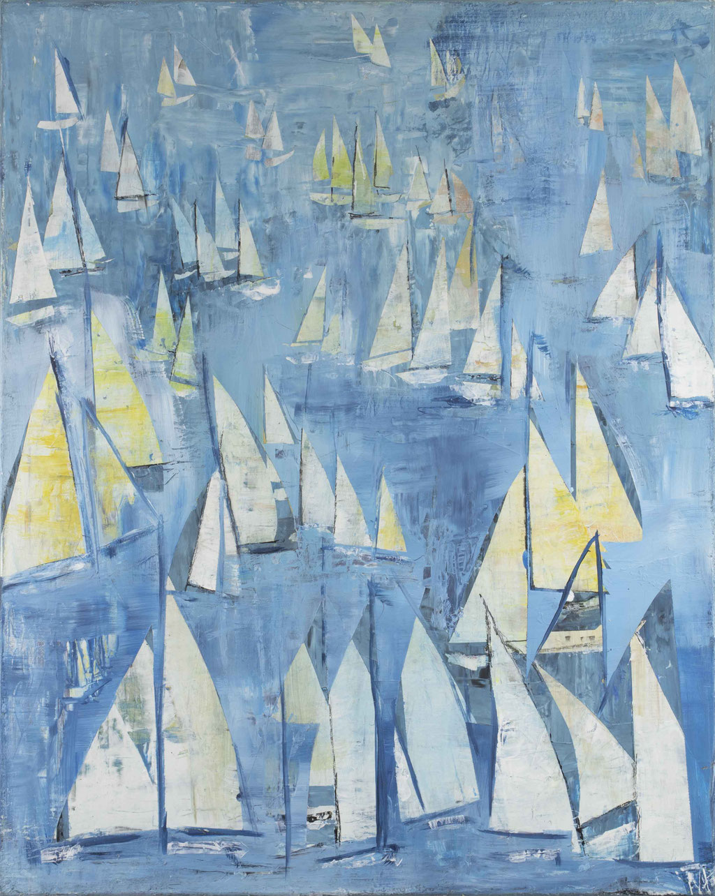 Monika Krömer - Zarte Segel, blaues Meer, 80 x 100 cm, Acryl auf Leinwand