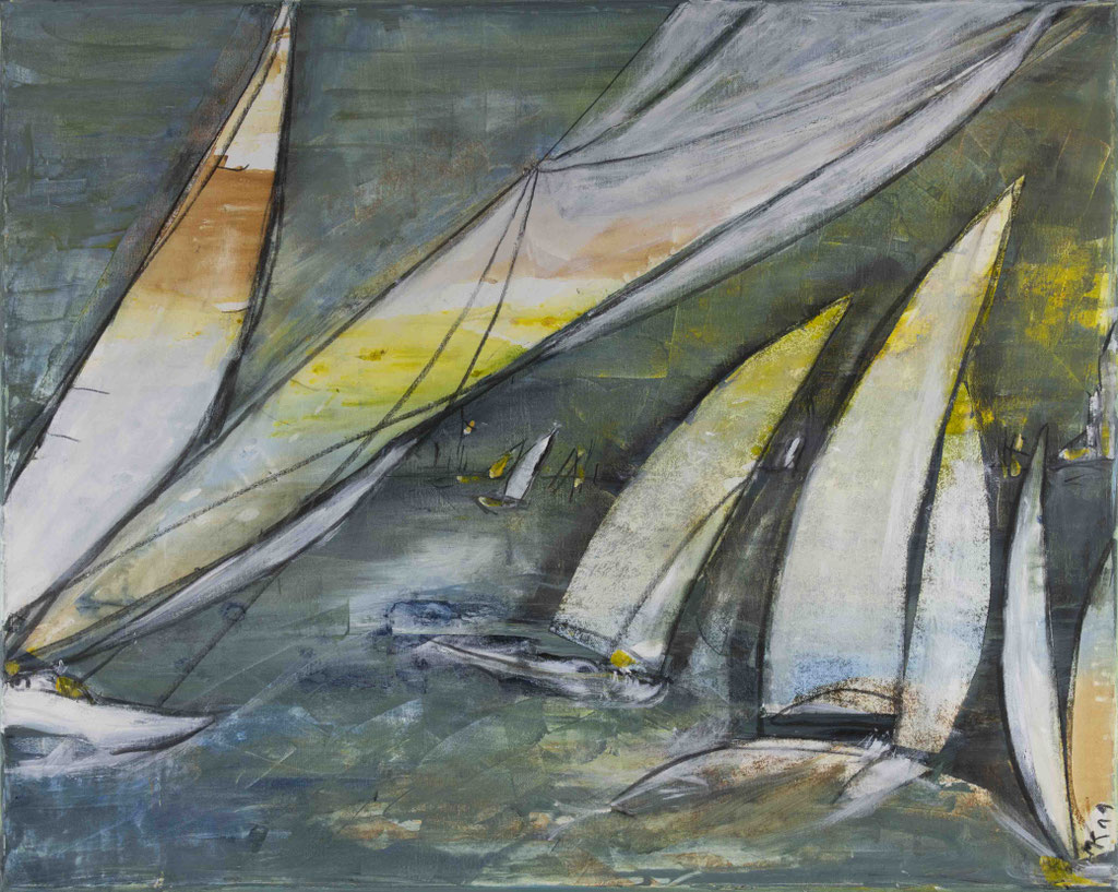 Monika Krömer - Volle Kraft Voraus, 100 x 80 cm, Acryl auf Leinwand
