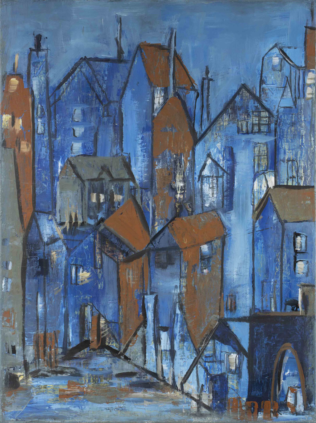 Monika Krömer - blaue Stadt, 60 x 80 cm, Acryl auf Leinwand