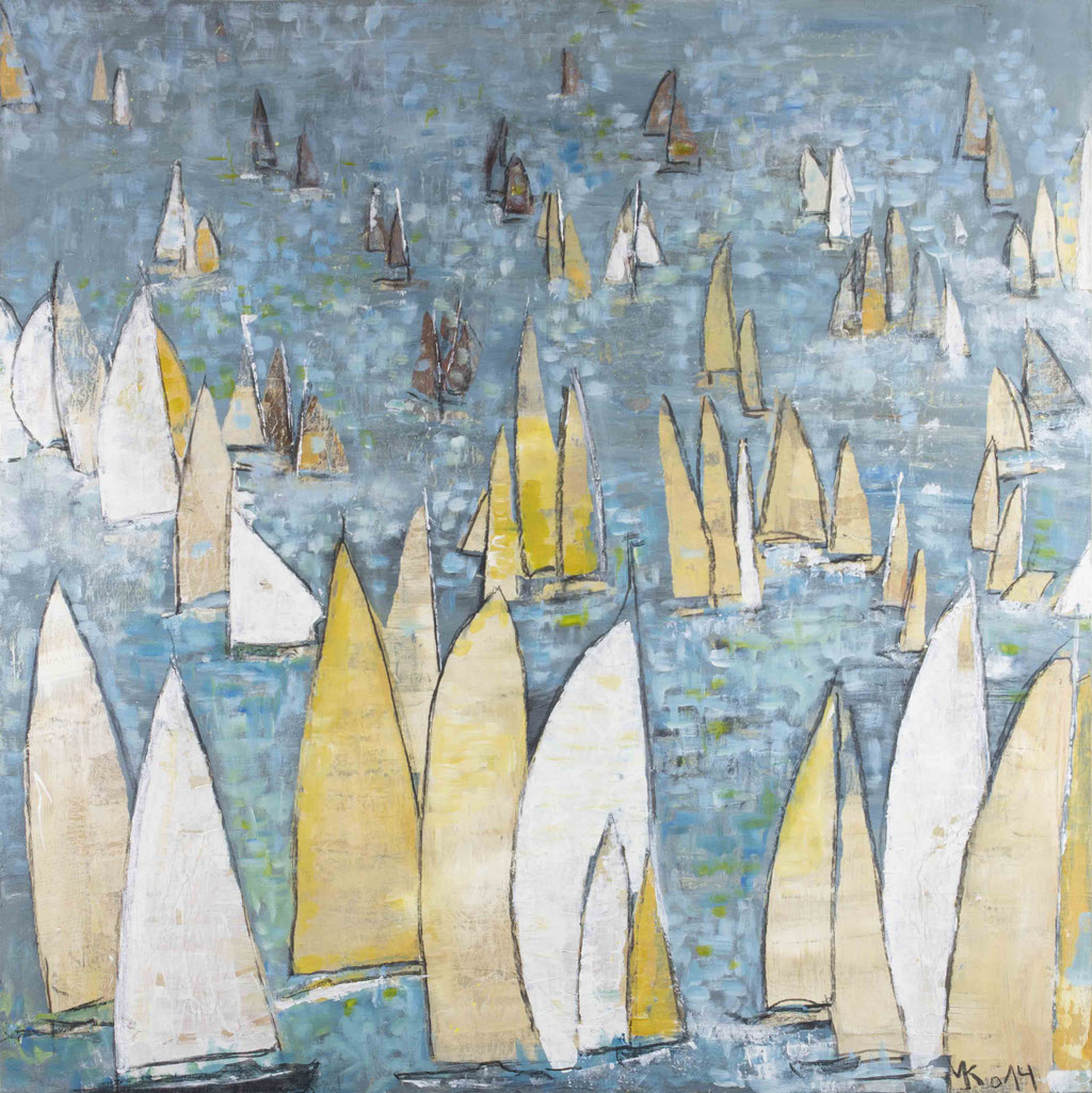 Monika Krömer - Segelruhe, 100 x 100 cm, Acryl auf Leinwand