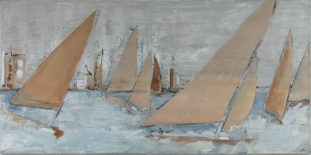 Monika Krömer - braune Segel, 100 x 50 cm, Acryl auf Leinwand