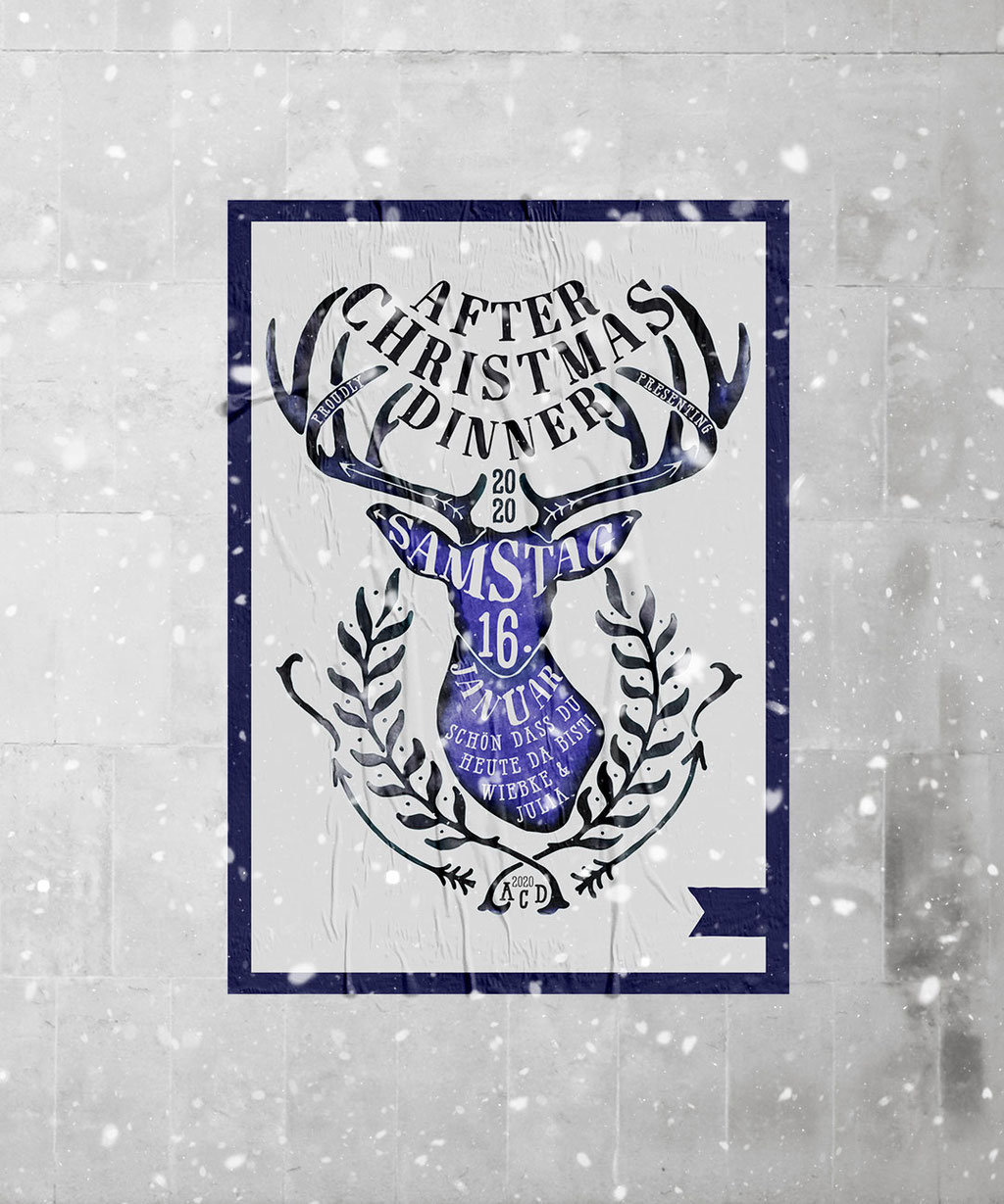 christmas poster with deer antlers and wording
