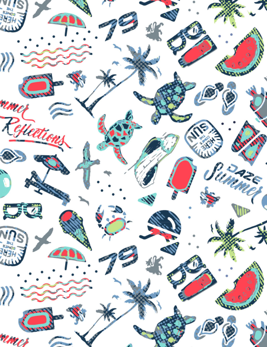 allover print from beach and summer equipment