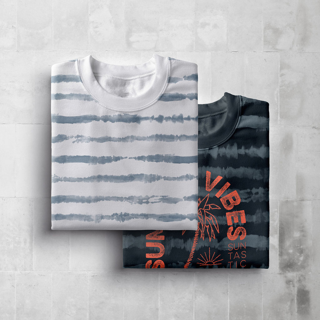 two folded sweatshirts with print