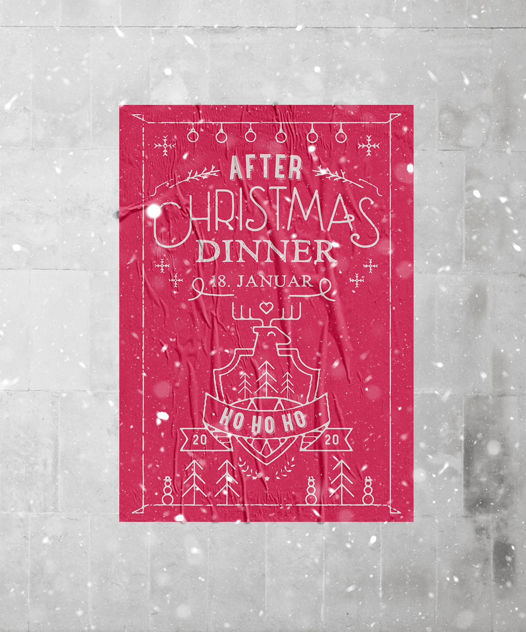 pink christmas poster with wording
