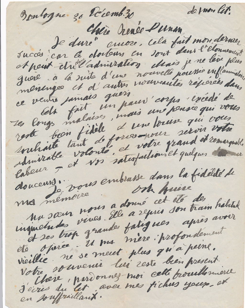 Louise Hervieu  : lettre autographe signée