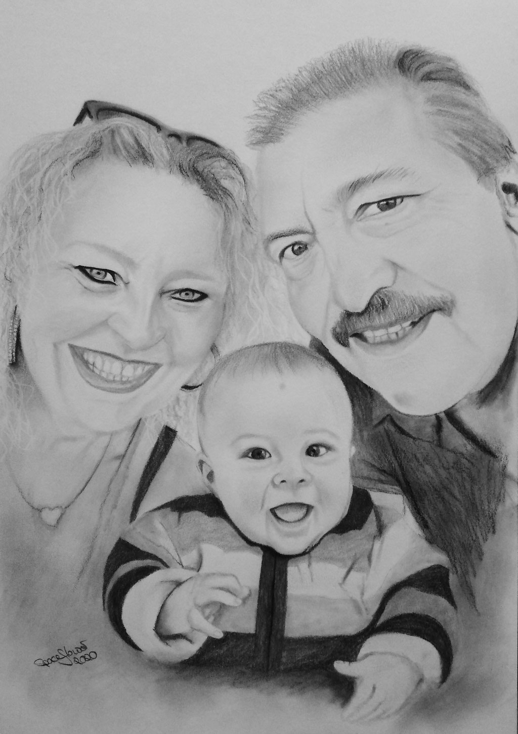 A3 Familienportrait in Kohle